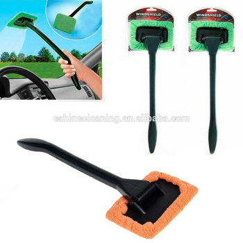 Windshield glass window cleaning wiper with microfiber pad