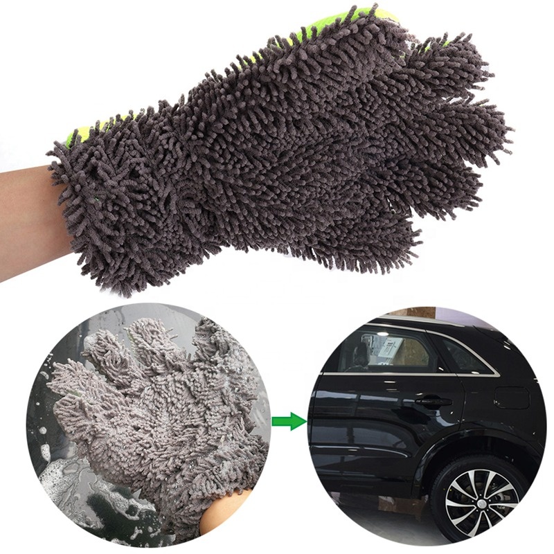 China Wholesale New Car Cleaning Glove 80%Polyester 20%Polyamide Microfiber Car Wash Glove thumb microfiber wash mitt
