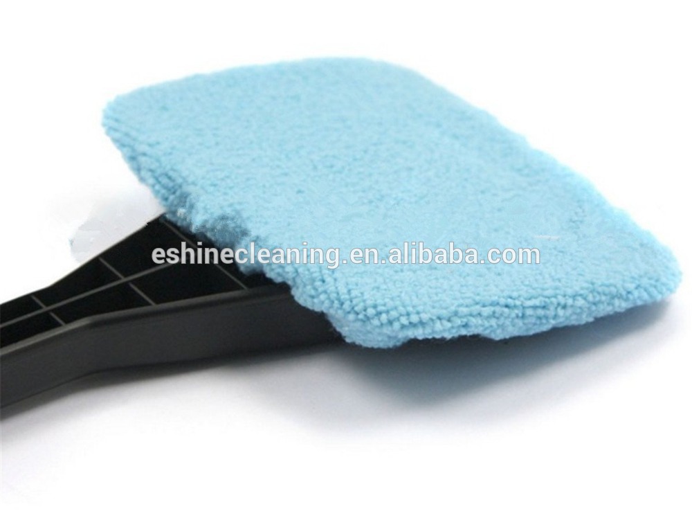 Windshield glass window cleaning wiper with microfiber pad