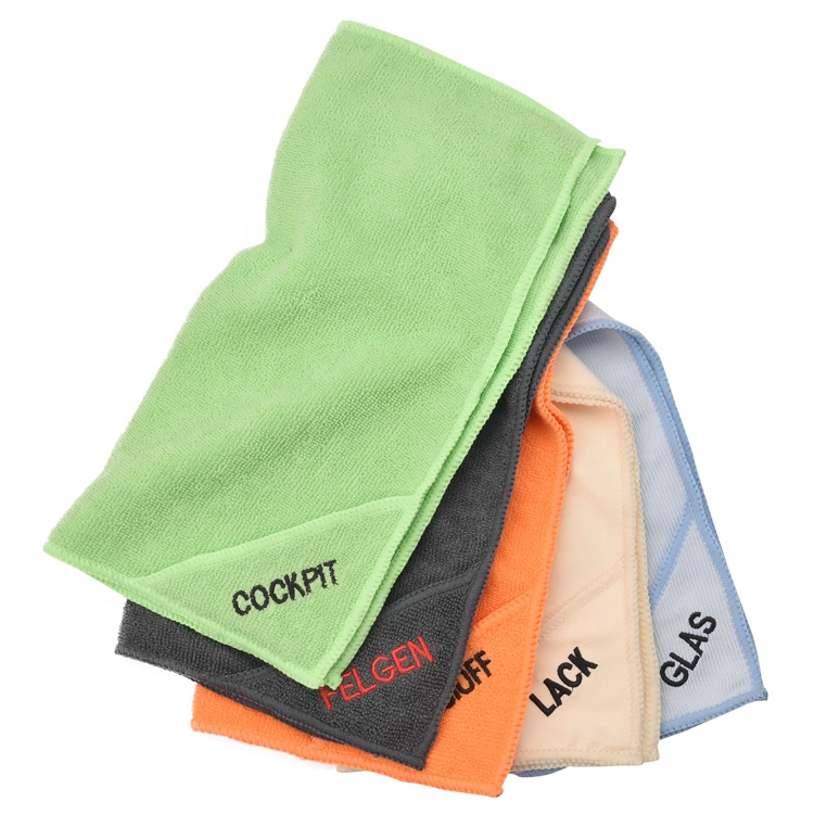 Factory supply embroidered 100% polyester microfiber cleaning cloth logo cleaning microfiber towel