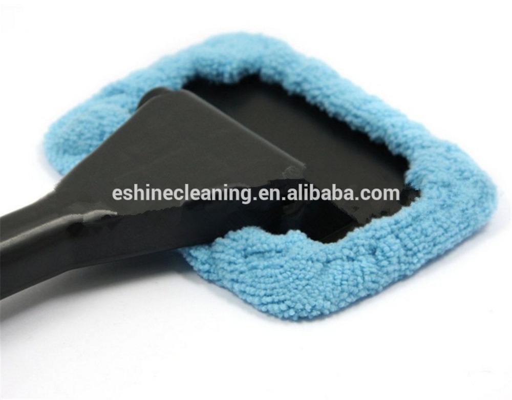 Windshield glass window cleaning wiper with microfiber pad