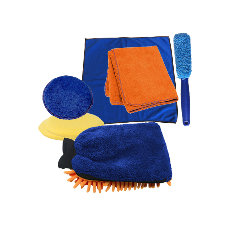 microfiber car wash kit care cleaning set with towel mitt brush sponge
